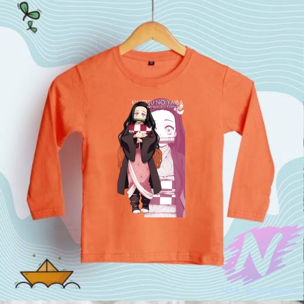 baju nezuko terbaru kaos anak lengan panjang anime kimetsu yaiba nezuko