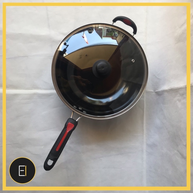 Panci Goreng Tutup Kaca, wajan goreng serbaguna, wajan enamel