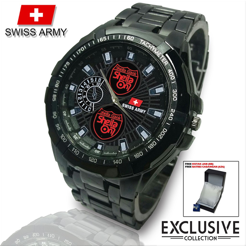 (Istimewa Bossque) Jam SHEILA GANK-SO7 Rantai Sport (Black Doff)