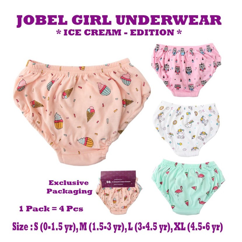 Jobel Celana Dalam Anak 0-6 Tahun Perempuan ICE CREAM MUSHROOM Sunflower CBKS