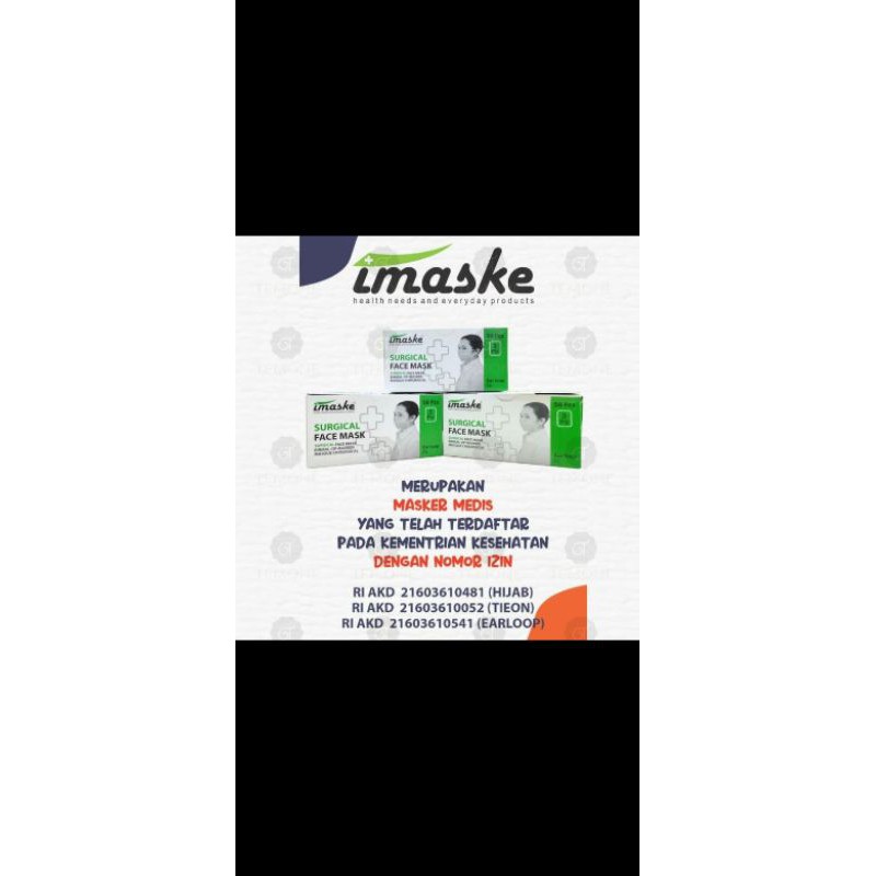 Masker IMASKE 3 Ply 50 Pcs Original