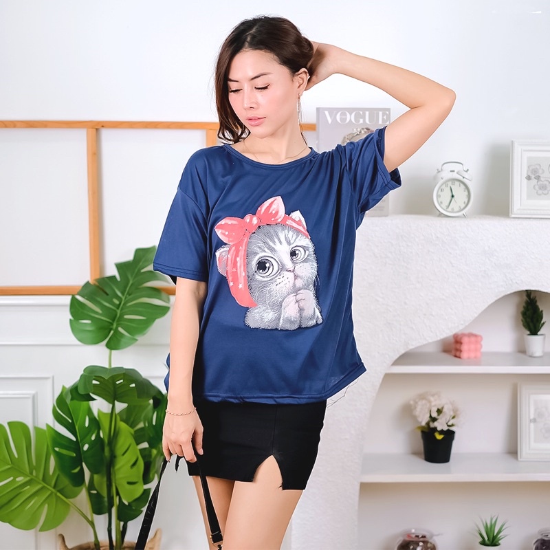 Kaos Over Size Sweet Cat-Oversize Cute Cat-Kucing Bando