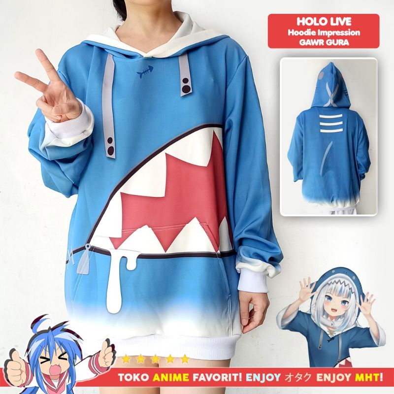 Jaket Hoodie Sweater Anime Holo Live Gawr Gura Impressions Cosplay