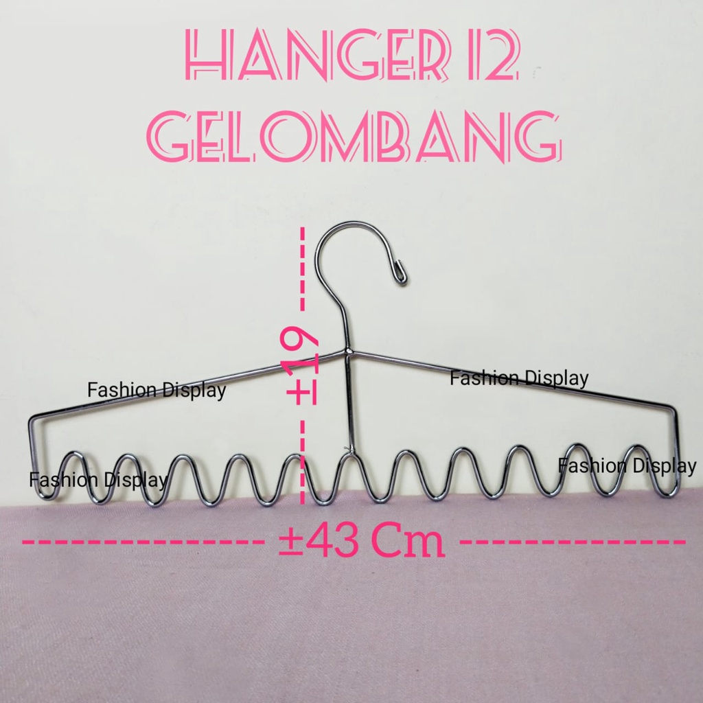 Hanger Gelombang 12 / Gantungan Baju / Gantungan Sisir / Hanger Besi / Display Pakaian- BH