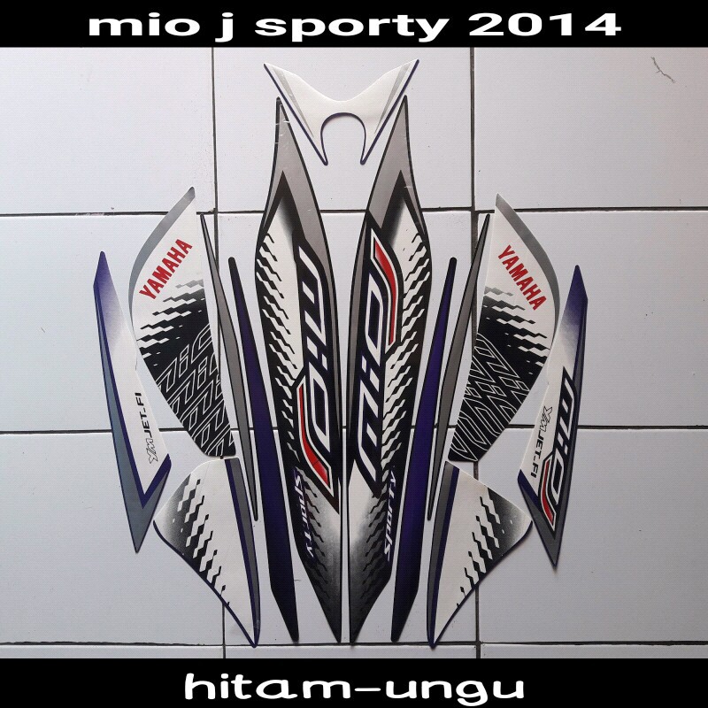 striping stiker  motor  mio  j  sporty 2014 hitam ungu 