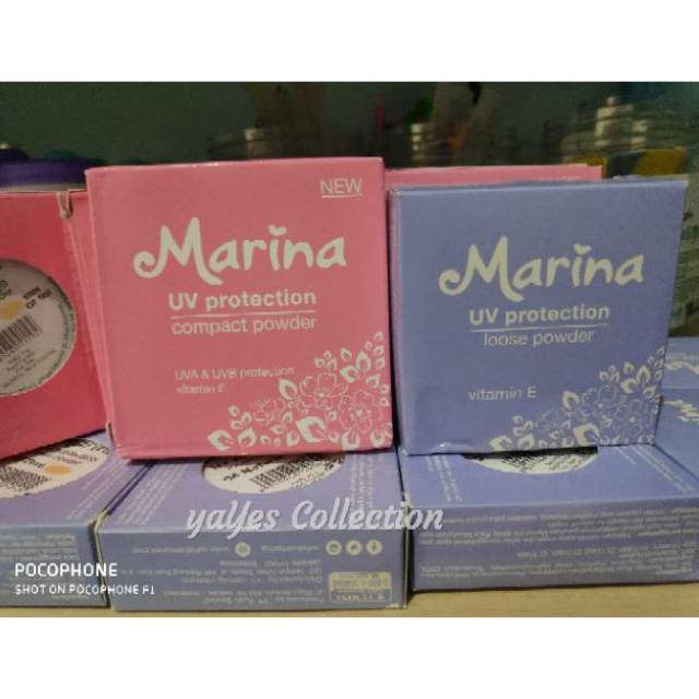 Marina Compact PADAT 12 g bedak Loose Powder Tabur remaja uv protection olive peach ivory Natural tempat