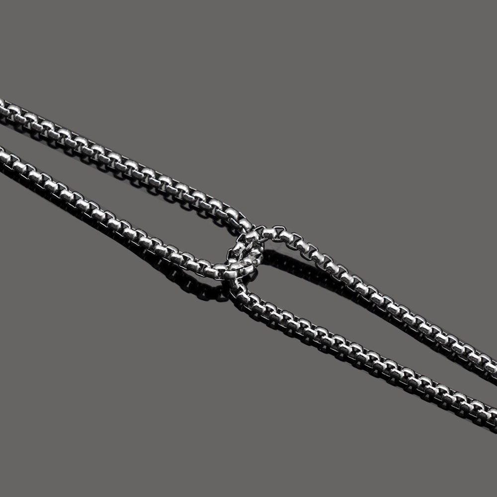 Gelang Rantai Double Strand Rolo Dengan Salib Bahan Stainless Steel Gaya Punk Untuk Pria