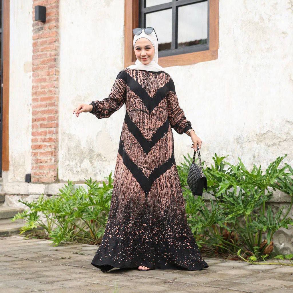 Gamis Twill Rayon Malaman Terbaru Kekinian Busui | Gamis Tiedye NEW-TRIPLLE V