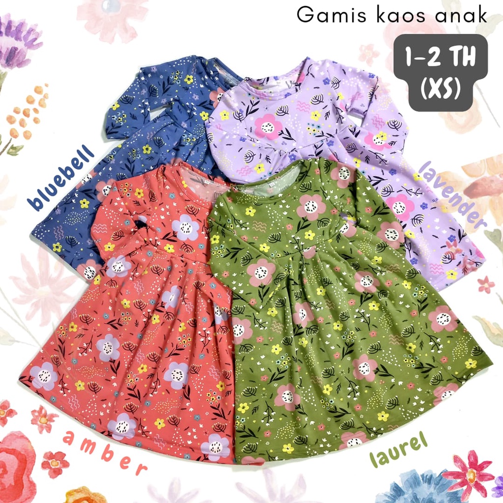 GAMIS KAOS ANAK 1-2 th bahan KAIN SEDANG-TEBAL /Longdress anak/longdress kaos anak/ gamis anak tk