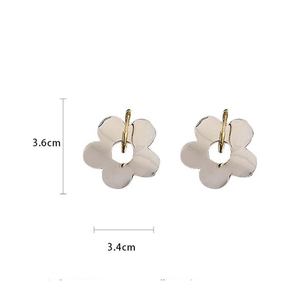 Anting Stud Bentuk Bunga Geometris Bahan Logam Gaya Korea Untuk Wanita