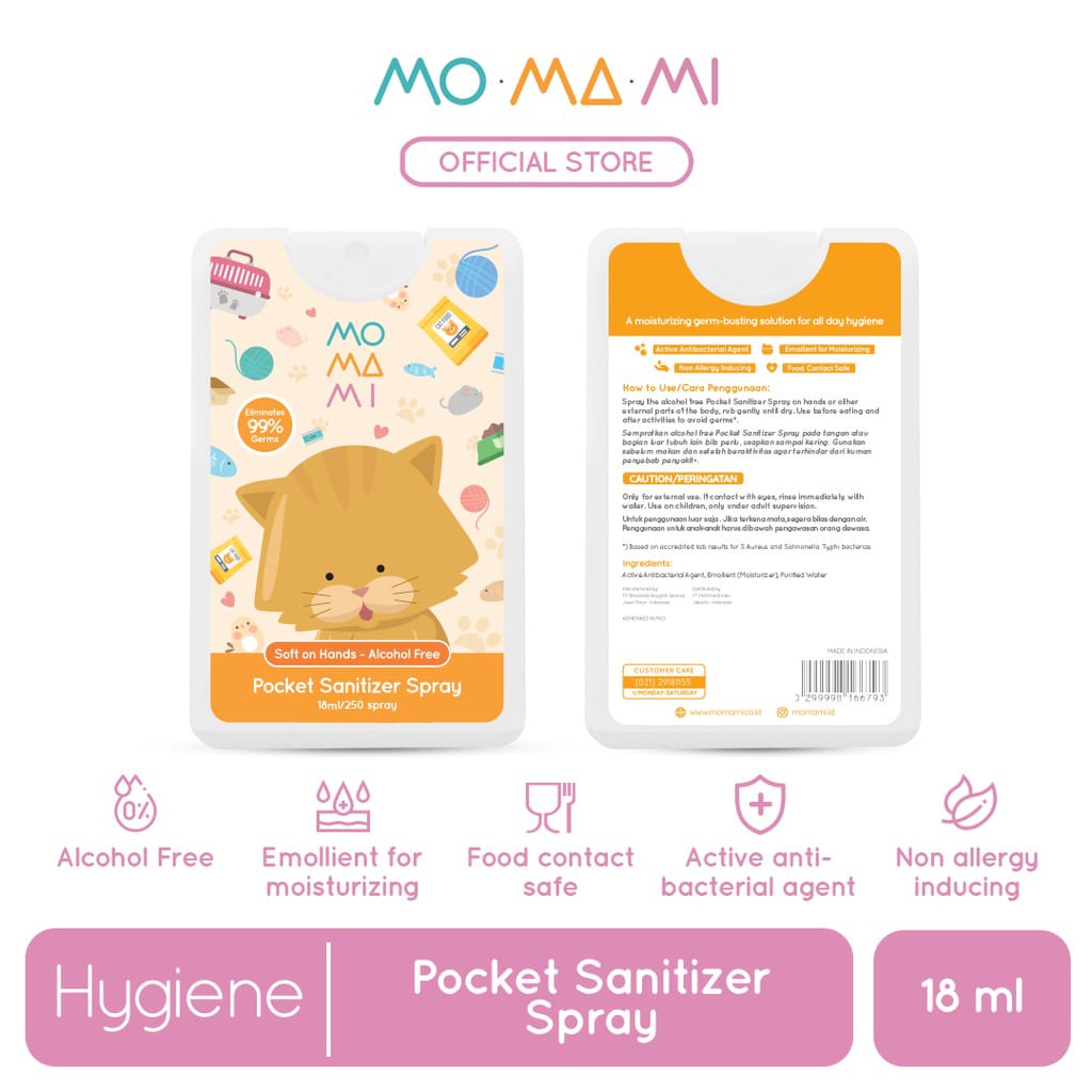 MOMAMI POCKET SANITIZER 18ML / SANITIZER ANAK/ PEMBERSIH UNTUK ANAK DAN BAYI