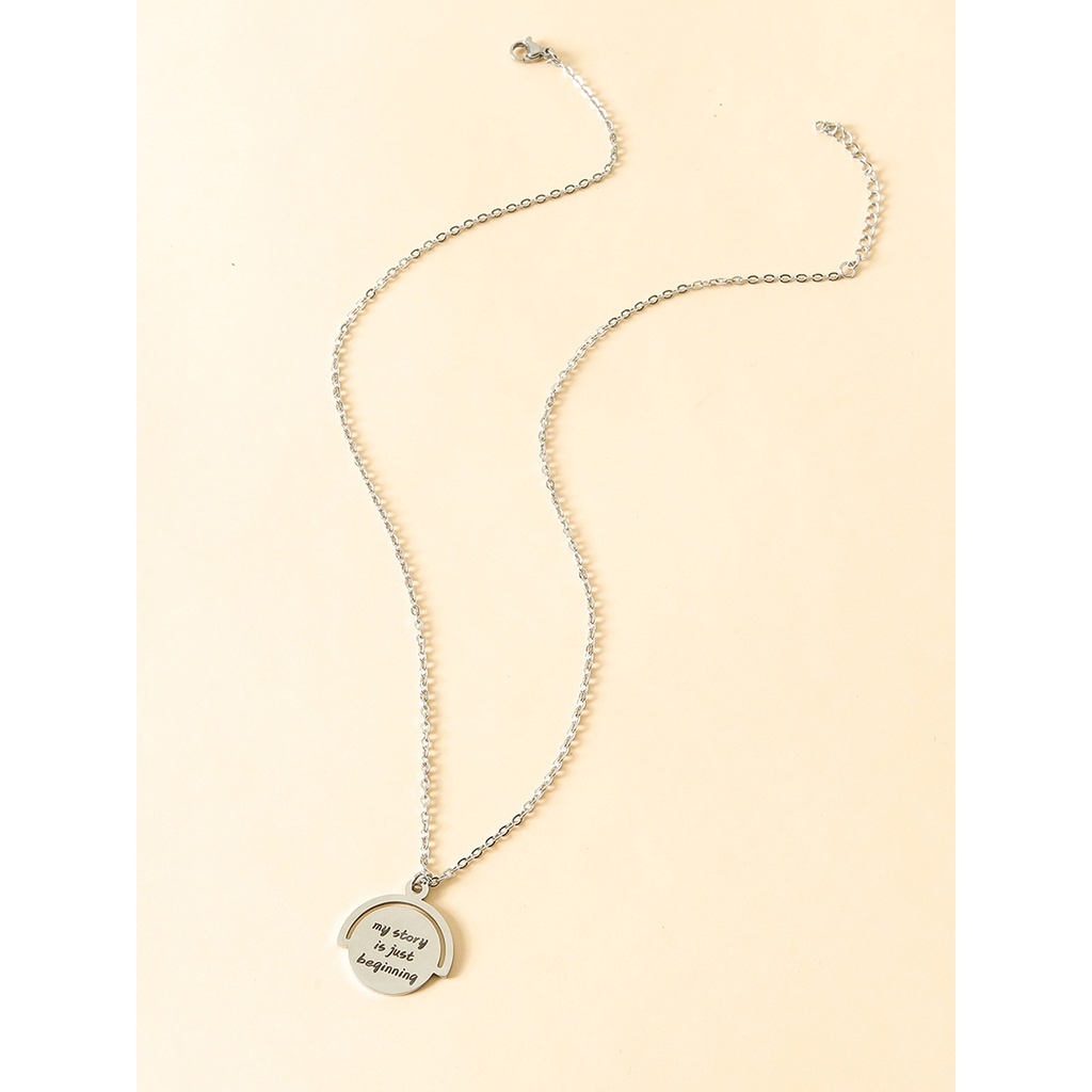 【COD Tangding】Kalung Rantai Klavikula Model Kompas Dua Sisi Bahan Stainless Steel Untuk Wanita