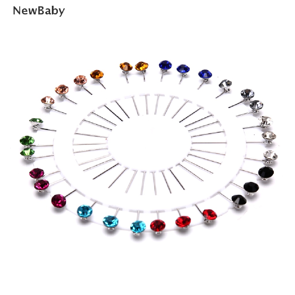 30 Pcs / Set Bros Pin Kristal Warna-Warni Untuk Membuat Dress Hijab