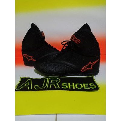 sepatu drag  touring Alpinestar VB k pro hitam polos bordir orenge Bagus
