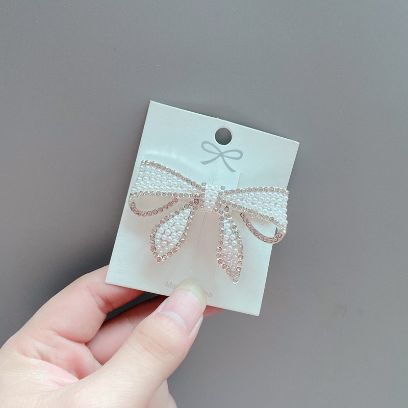 Jepit Rambut Bentuk Pita Aksen Mutiara Dan Berlian Imitasi Untuk Perempuan