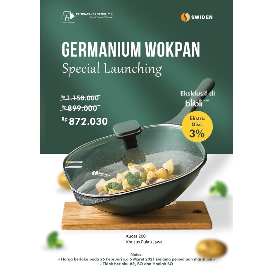 [Peralatan Dapur] Swiden Germanium Wokpan