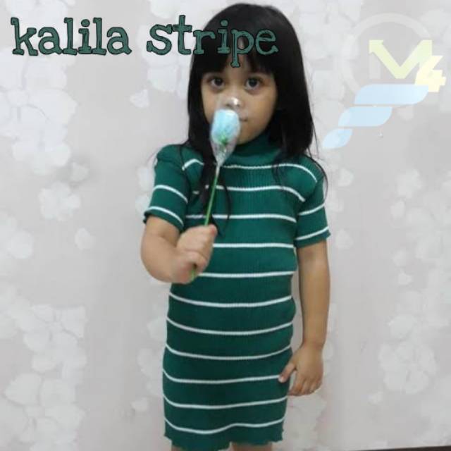 BAJU RAJUT anak perempuan tangan pendek 1-3th  DRESS KALILA STRIPE