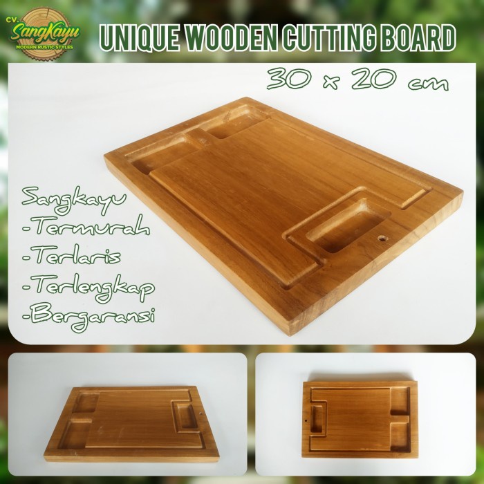 Nampan talenan kayu jati mahoni wooden cutting board line edge 003 - Kayu mahoni