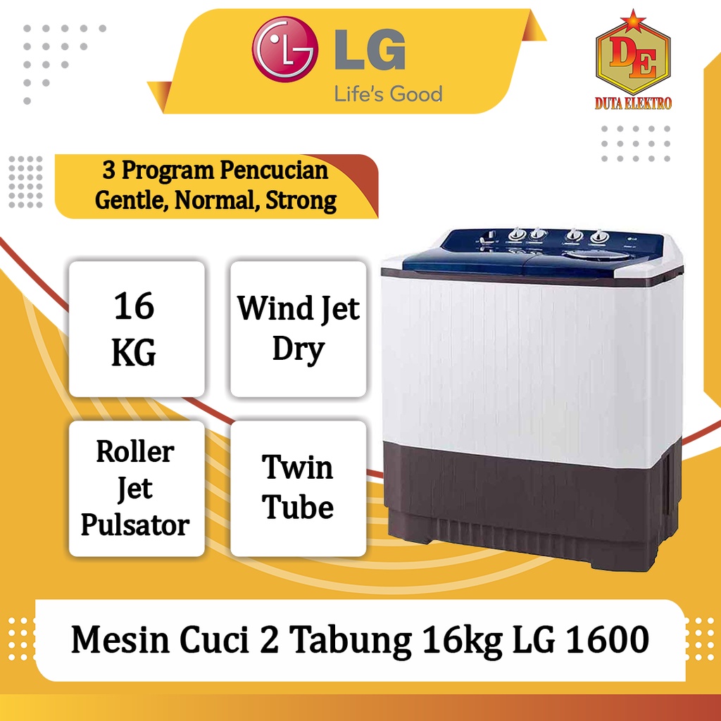 Mesin Cuci 2 Tabung 16kg LG 1600