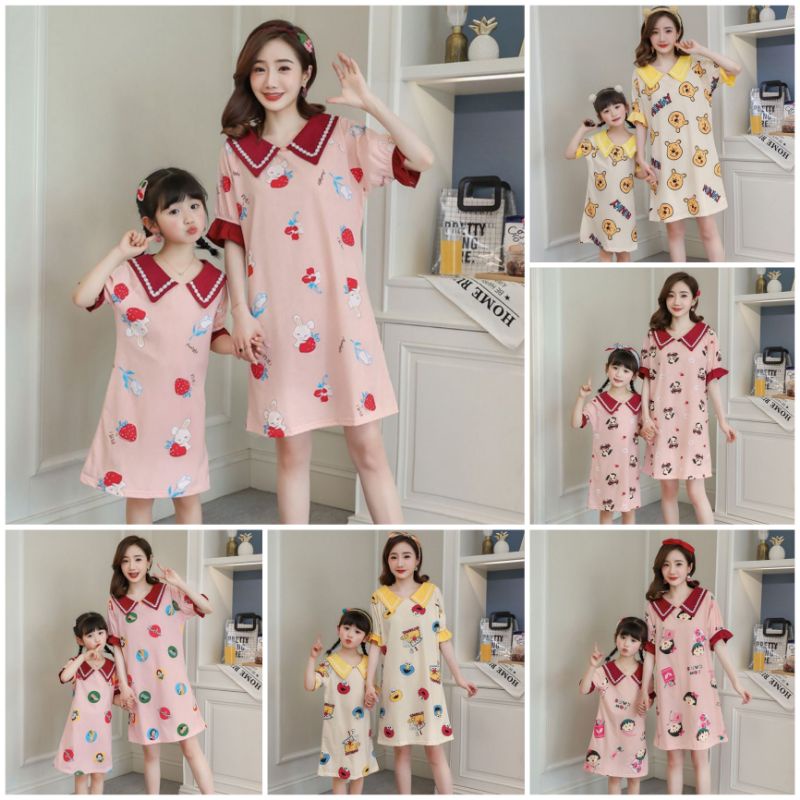 Daster Tidur Import Couple Ibu Dan Anak/Piyama Import Couple Ibu Dan Anak Murah Bahan  Katun C17-C2