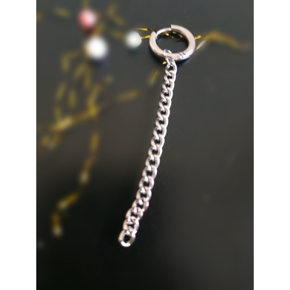 ROBAGIN Ant190 anting rantai panjang stainless perak anti karat pria wanita korea bts keren punk