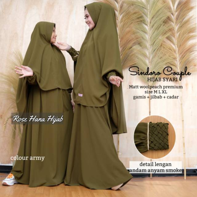 Gamis couple syari ibu anak bonus cadar bandana ori Rosehanna