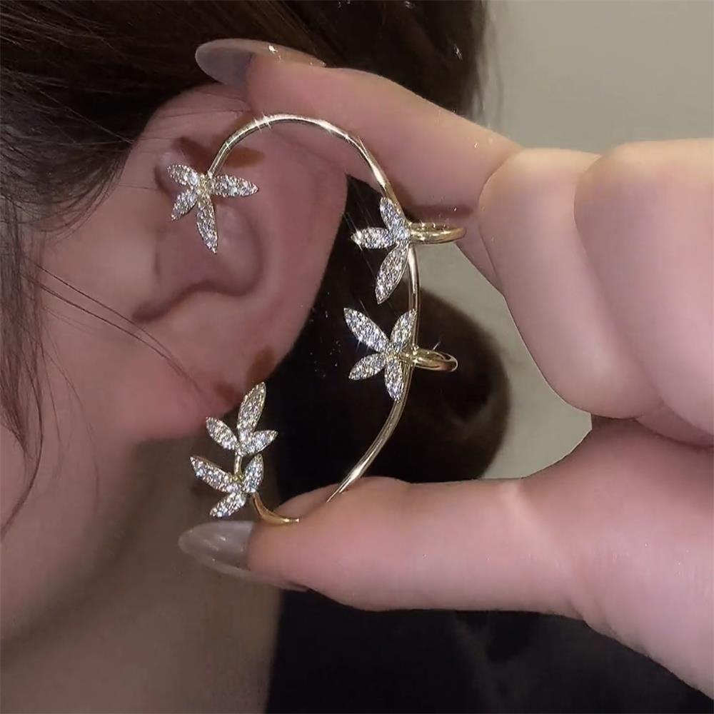 Lily Maple Leaf Ear Wrap Pesta Untuk Wanita Pria Hadiah Natal Perhiasan Hadiah Hari Valentine Anting Tragus