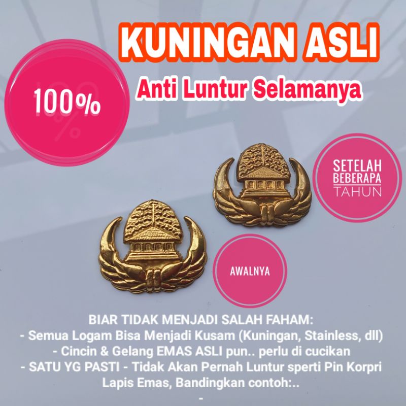 Pin Korpri - Peniti - Kuningan Asli - Anti Luntur Selamanya