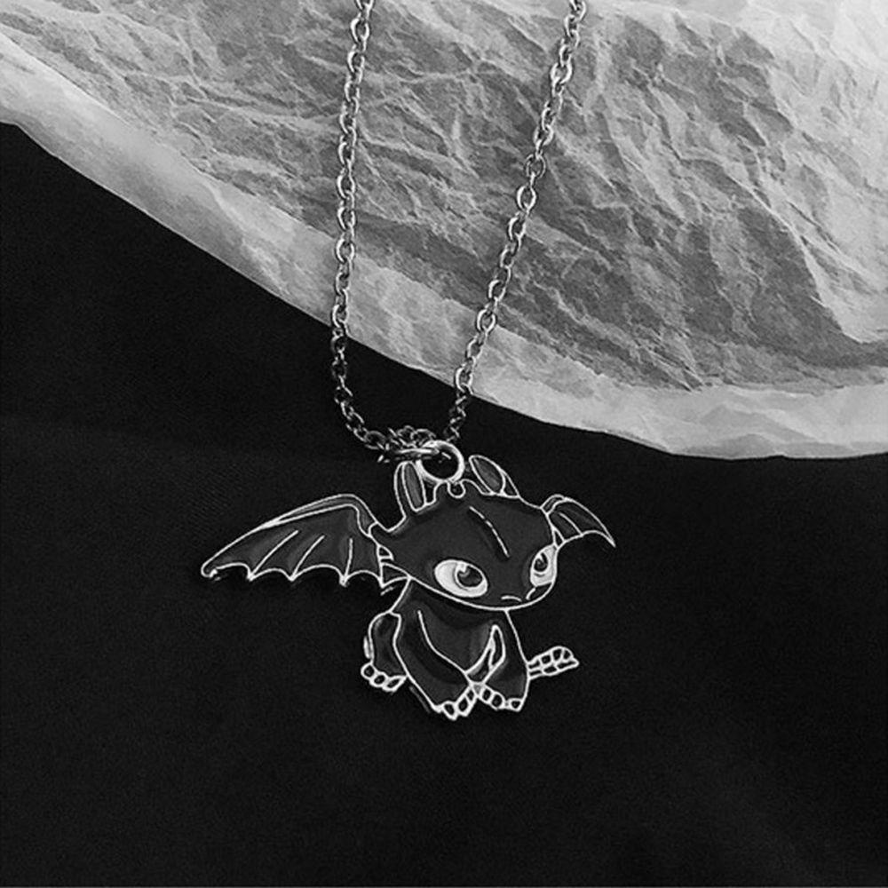 REBUY Rebuy Toothless Dragon Necklace Jewelry Friend Gift Hiasan Gantungan Malam Naga Ganda Jahat Pasangan Kalung Cara Melatih Naga Anda