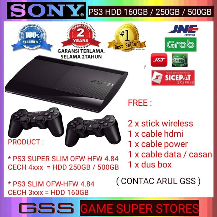 ps3 super slim original reforbish hd 500gb komplit