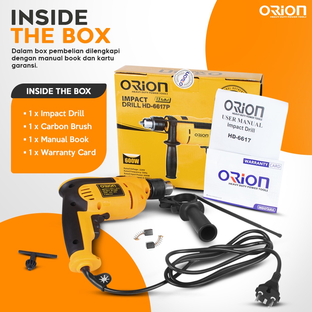 Mesin Bor / Impact Drill Listrik Orion - HD6617P (without BMC box)