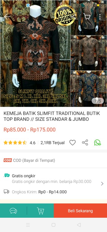Kemeja Batik Slimfit Traditional Butik Top Brand //size Standar & Jumbo
