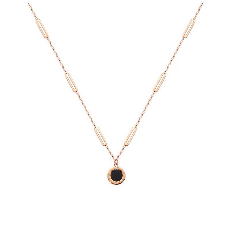 Kalung Titanium Black Square Bisa Bolak Balik Warna Hitam Dan Putih