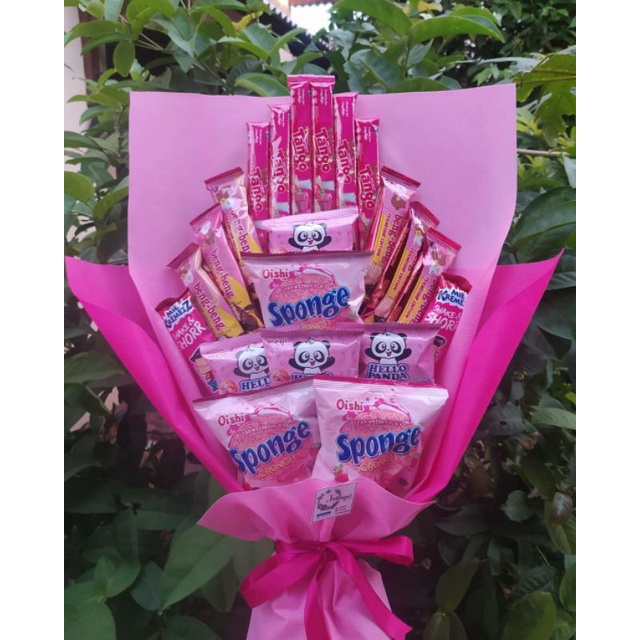 (S) Buket PINK/paket/bingkisan Snack Ulang Tahun/Ultah/ Wisuda/Kado/Hadiah/ ANNIVERSARY / CEWE