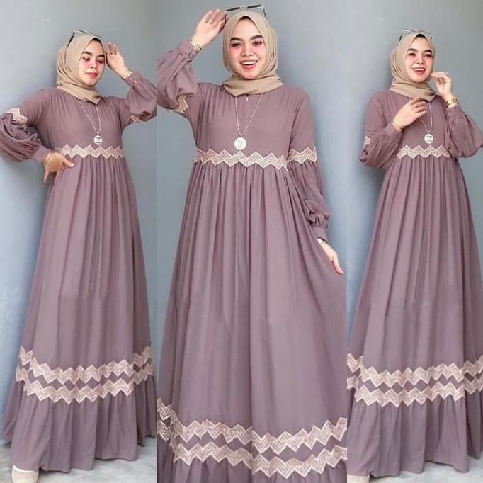 Kimiko Lace Dress Gamis Wanita Muslim Matt Ceruty Babydoll Premium Bj Setiadagang1