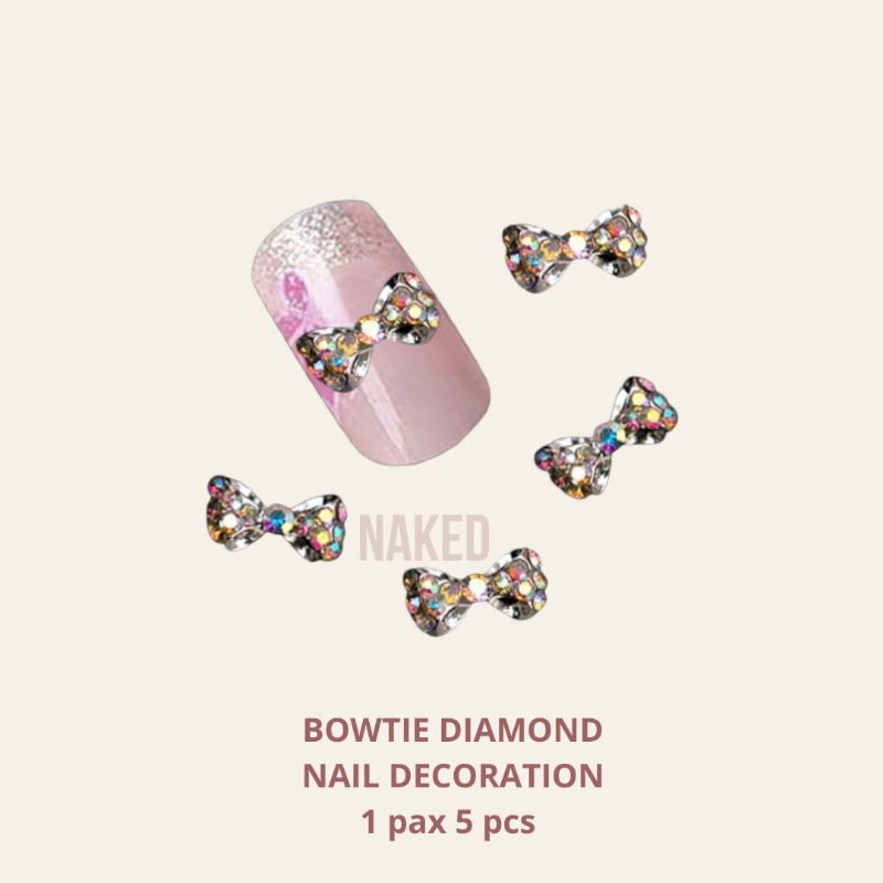 bowtie nail decoration pita rhinestone diamond swarovski japanese hiasan kuku premium