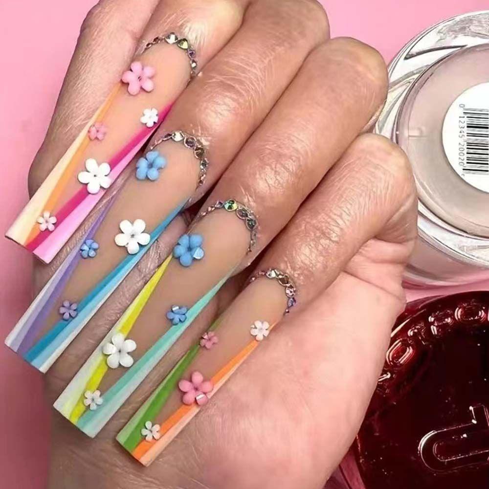 Needway Set Dekorasi Kuku Bunga DIY Resin 3D Pesona Kuku Gaya Jepang Manicure Steel Ball Nail Ornaments