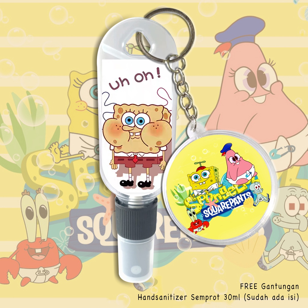 (FREE GANTUNGAN KUNCI) HAND SANITIZER SPRAY SPONGEBOB / PATRICK / CARTOON / INCLUDE ISI 30 ML