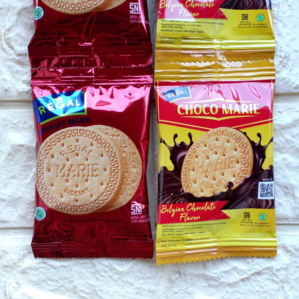 

Biskuit Biscuit Regal Choco Marie Sachet Belgian Chocolate Cemilan Snack Kue Anak makanan ringan