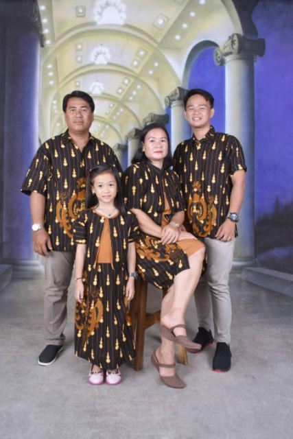 Batik Couple Keluarga Dress Dahlia Salur Ada Super Jumbo Seragam Anak