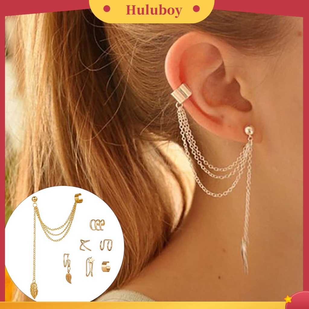 Hu Hu Hu Hu Hu Alat Bantu Pasang Kacamata♡ 5pcs / Set / 7Pcs / Set Anting Klip Tanpa Tindik Bahan Metal Untuk Wanita