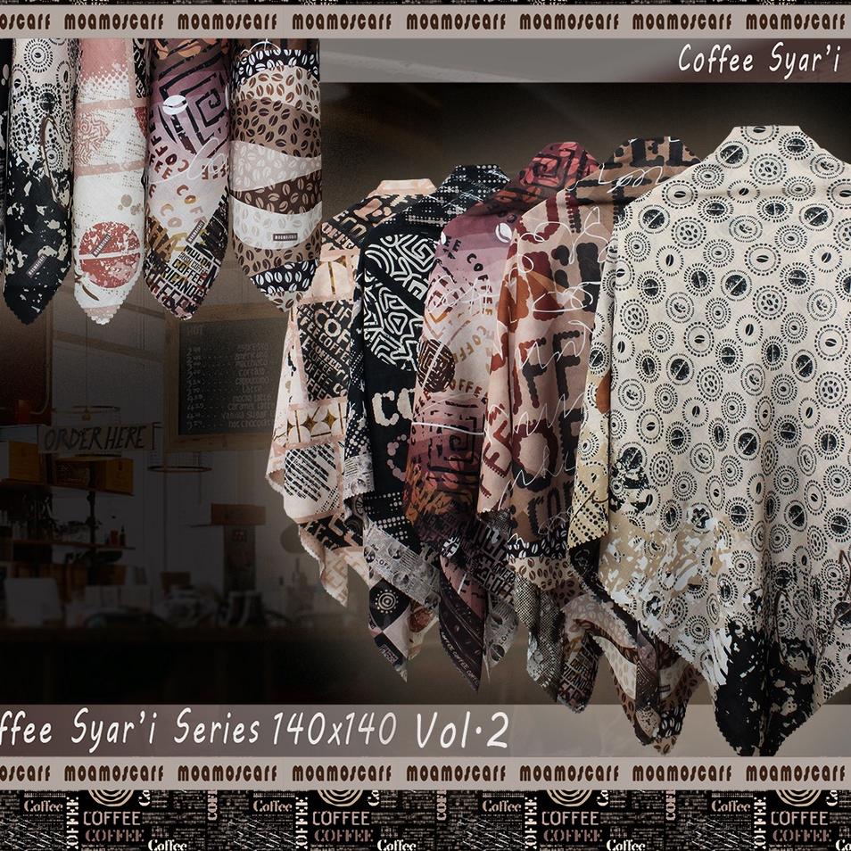 ♨ Jilbab Jumbo | Hijab Segi Empat Motif | Syar'i Scarf Voal Premium Coffee Series ☑