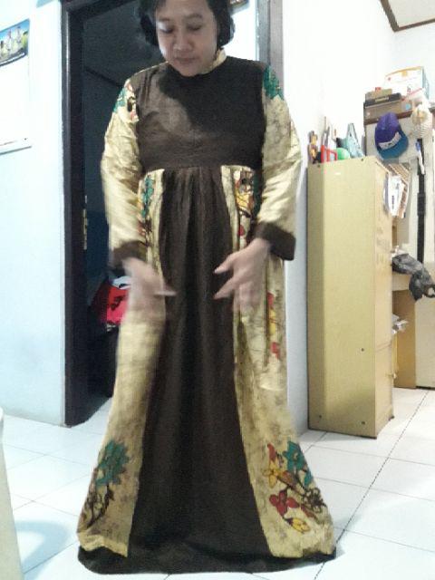 Gamis Batik Sogan Kembang Warna Jumbo Mataram Primisima (ada Hem-nya)