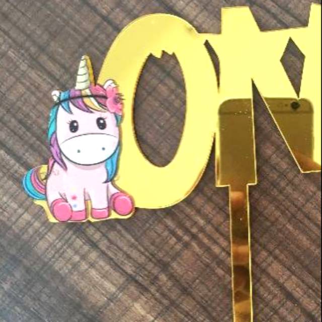 Cake Topper Happy Birthday Unicorn One Kue Ultah Anak Umur Satu Hiasan Kue Perusahaan Company