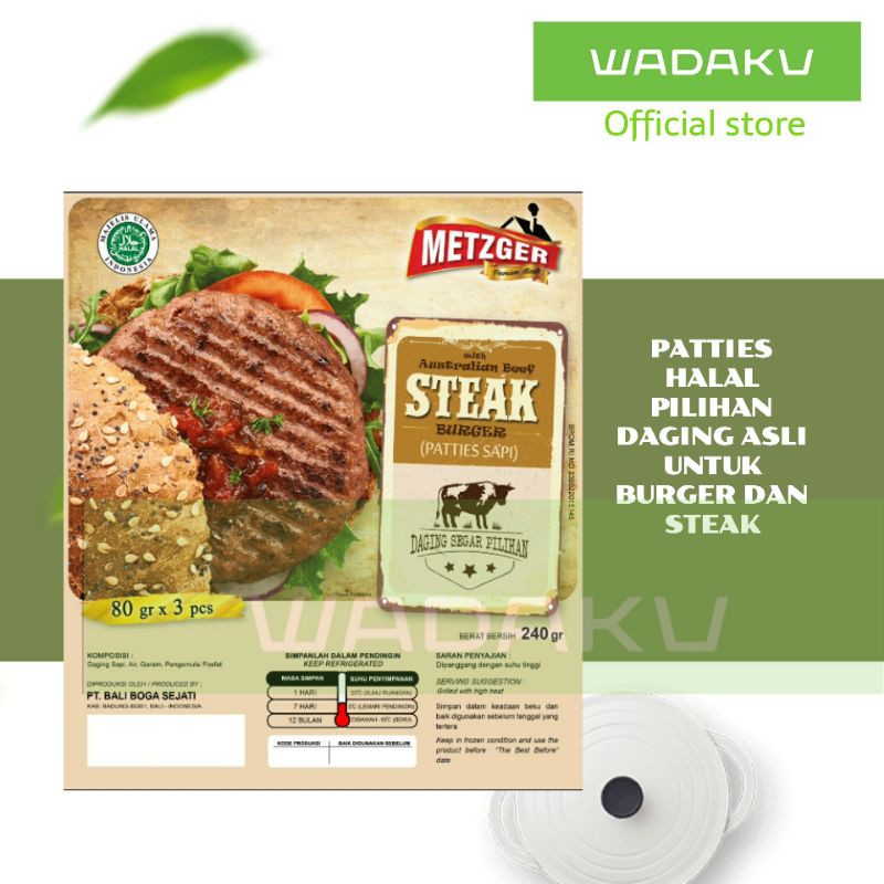 

Daging Sapi Burger Patty Halal Metzger Steak Burger patties Beef 3x80g