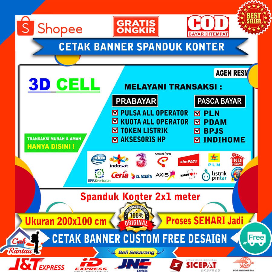 Print Cetak Spanduk Banner Konter Pulsa Warung Toko Usaha Bisnis Custom Agen Mitra Bisnis Keuangan