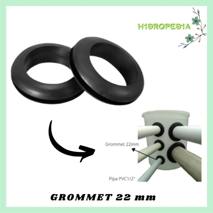 Karet Grommet Ukuran 22 mm Untuk Pipa PVC 1/2 Inch Warna Hitam