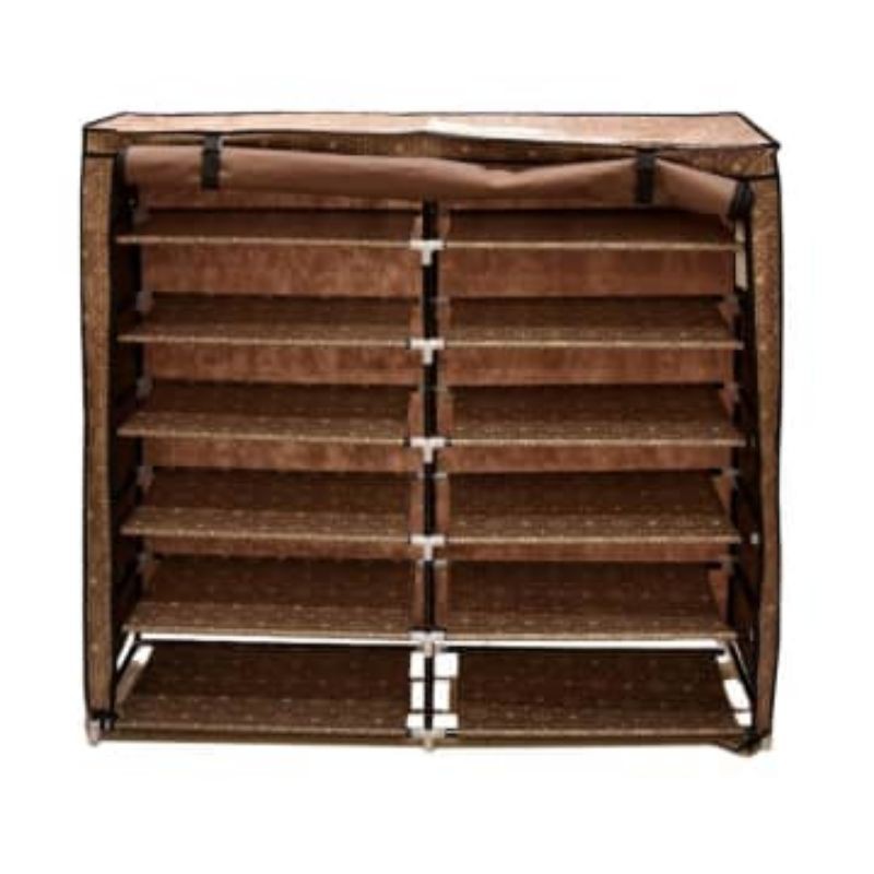 krisbow rak sepatu kain tertutup 6 susun anti debu