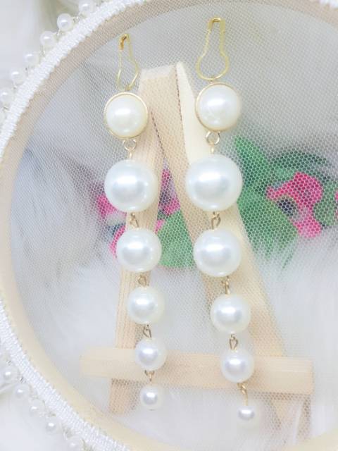 A131 Anting hijab juntai pearl gold