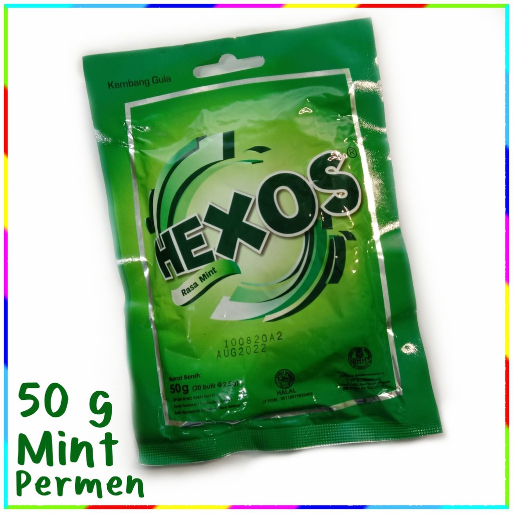 permen mint HEXOS kembang gula 50 g